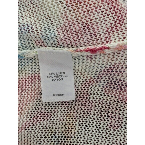 J. JILL Linen Blend Flora White Orange Boho Knee Length Cardigan Sz XL - Picture 7 of 7